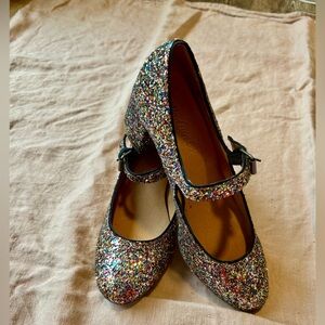 Madewell Mary Jane Moonstone Glitter Pump! Chunky heel! Size 7!